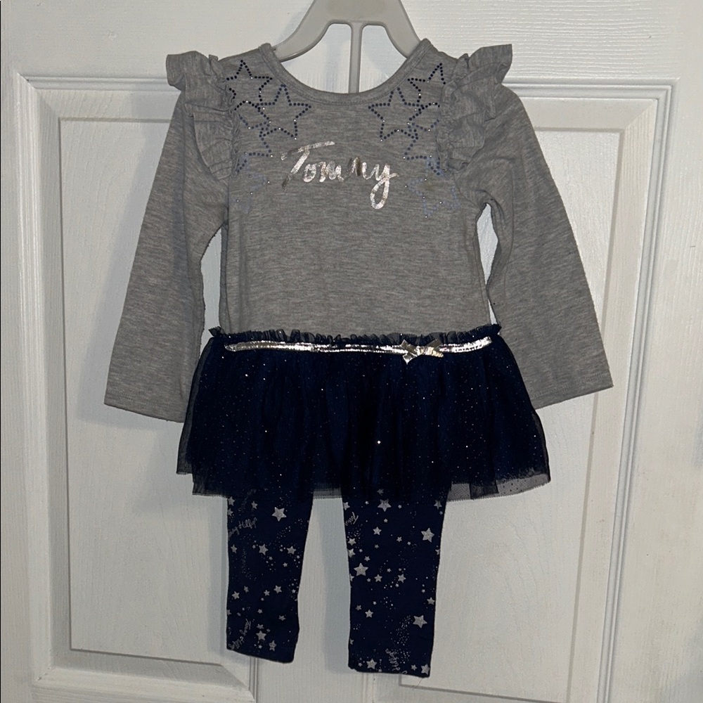 Tommy Gray and Blue Star Top and bottoms